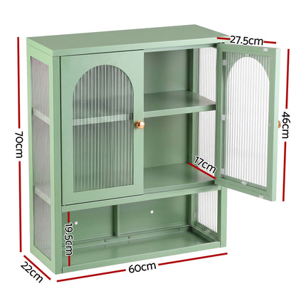 Artiss Buffet Cabinet Sideboard Wall Mounted Fluted Display Storage 70cm Green
