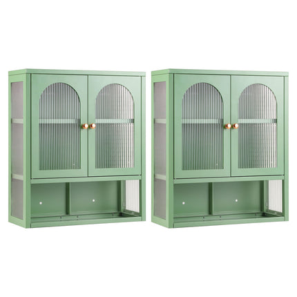 Artiss Buffet Cabinet Sideboards X2 Wall Mounted Fluted Display Storage Green