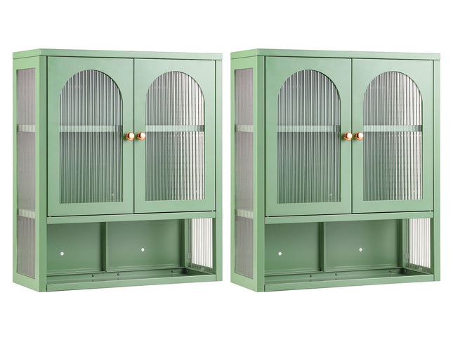 Artiss Buffet Cabinet Sideboards X2 Wall Mounted Fluted Display Storage Green