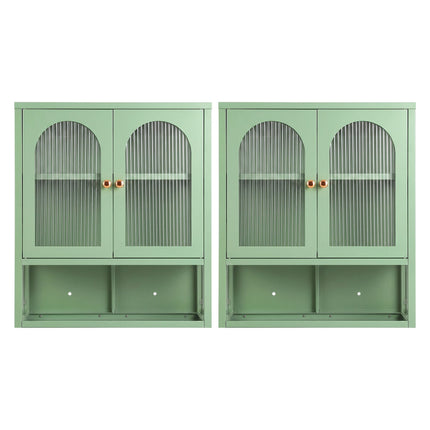 Artiss Buffet Cabinet Sideboards X2 Wall Mounted Fluted Display Storage Green