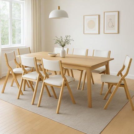 Levede 8x Dining Chairs Foldable PU Beige-2006732728141221895