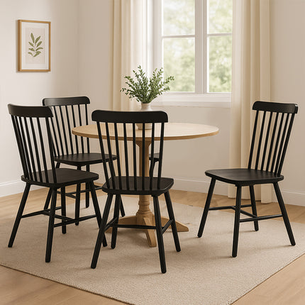 Levede 4x Dining Chairs Kitchen Winsor Black-2006732719123468295