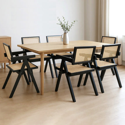 Levede 6x Black Wicker Armchair Dining Chair-2006732730259345415