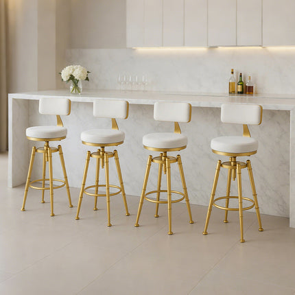 Levede 4x Bar Stools Swivel Kitchen Bar Chair White-2006732717819039751