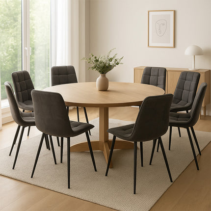 Levede 8x Dining Chairs Kitchen Velvet Grey-2006732723766562823