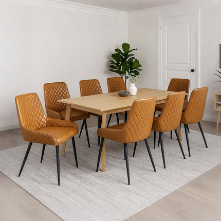 Dining Chairs x 8 Padded Seat PU Faux Leather-2006732734378151943