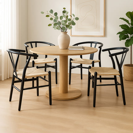 Levede 4x Dining Chairs Wooden Hans Black-2006732722512465927