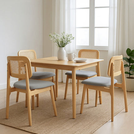 Levede Dining Chair Wood Rattan Armless Natural x4-2006732736697602055