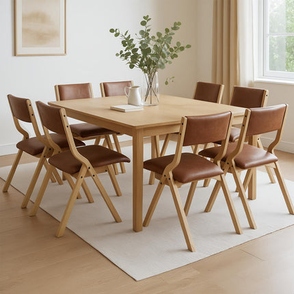 Levede 8x Dining Chairs Foldable PU Tan-2006732728665509895