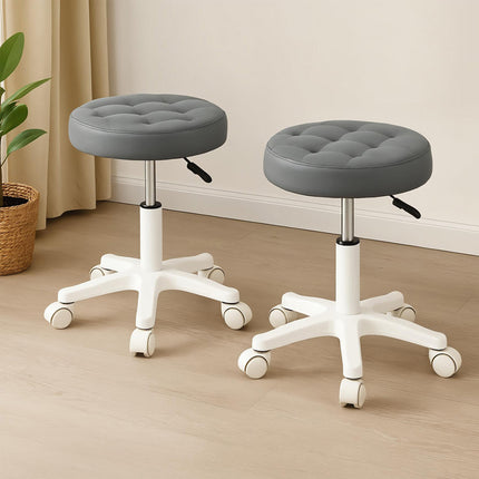 Levede 2x Rolling Bar Stool Swivel Salon SPA Chair Grey-2006732718381076487