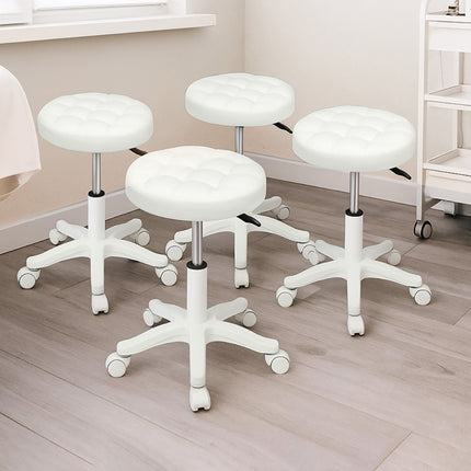 Levede 4x Rolling Bar Stool Swivel Salon SPA Chair Beige-2029387306187755527