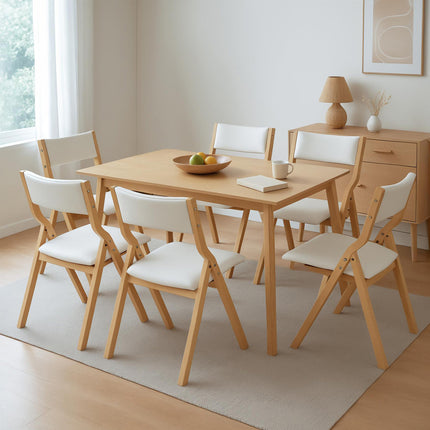 Levede 6x Dining Chairs Foldable PU Beige-2006732727960866823