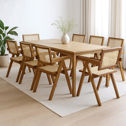 Levede 8x Walnut Wicker Armchair Dining Chair-2006732731165315079