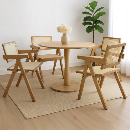 Levede 4x Dining Chair Solid Wood Rattan-2006732729395318791