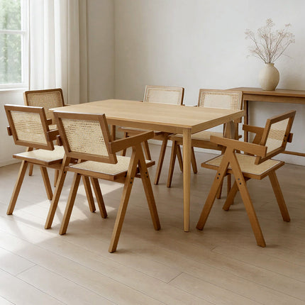 Levede 6x Walnut Wicker Armchair Dining Chair-2006732730984960007