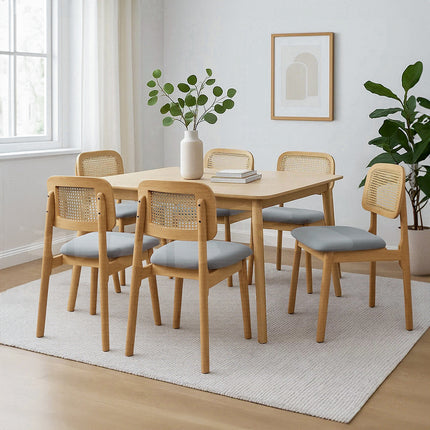 Levede Dining Chair Wood Rattan Armless Natural x6-2006732736869568519
