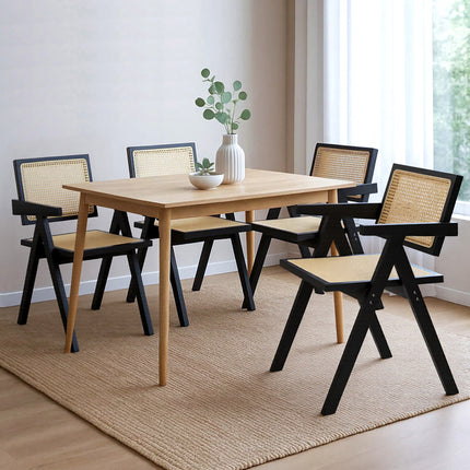 Levede 4x Black Wicker Armchair Dining Chair-2006732730091573255