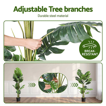 Artiss 140cm Artificial Monstera Tree Faux Trees Indoor Decor Artificial Plants Lifelike Plant 1.4M