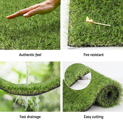 Prime Turf Artificial Grass 35mm 2mx5m Synthetic Fake Lawn Turf Plastic Plant 4-coloured