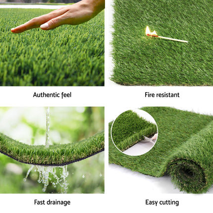 Prime Turf Artificial Grass 30mm 2mx5m Synthetic Fake Lawn Turf Plastic Plant 4-coloured
