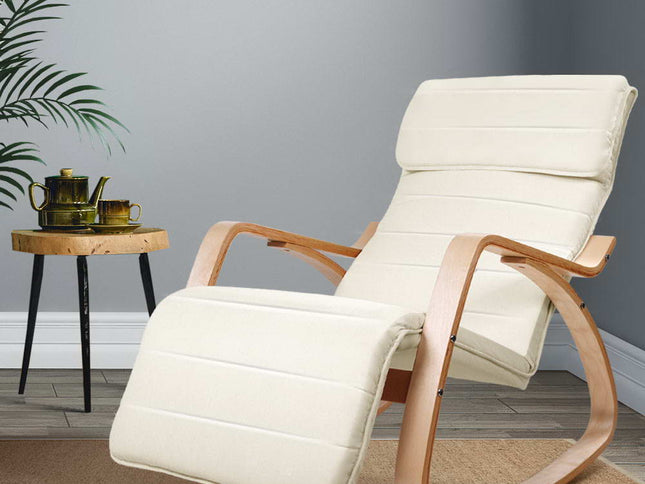 Artiss Rocking Armchair Footrest Nursing Beige Afton