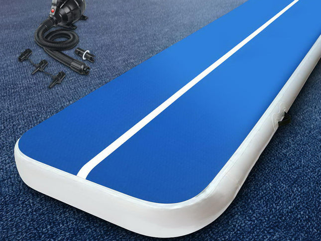 Everfit 4X1M Inflatable Air Track Mat 20CM Thick with Pump Tumbling Gymnastics Blue