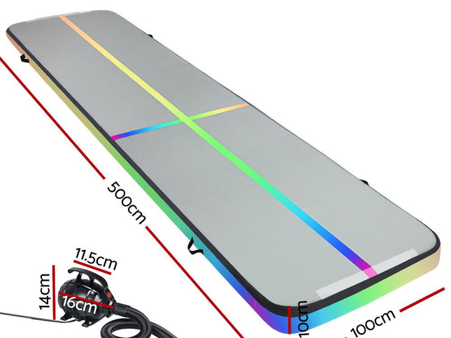 Everfit 5M Air Track Gymnastics Tumbling Exercise Mat W/ Pump Inflatable Colour