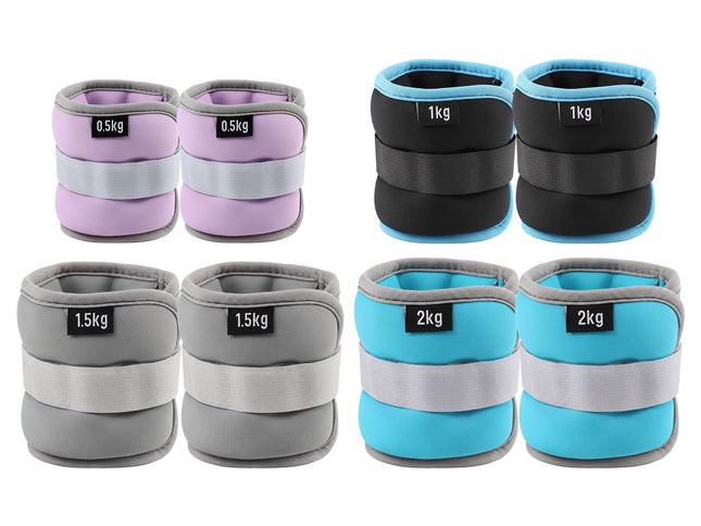 Everfit Ankle Wrist Weights for Women & Men, 4 Colors Set with 1 2 3 4kg Wearable Leg Arm Weights with Secure Fit for Walking, Running, Pilates, Home Fitness