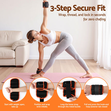 Everfit Adjustable Ankle Weights, 1 Pair (0.9-4.55Kg) Removable Sandbags for Women & Men, Wrist Weights & Leg Weights for Home Gym, Pilates, Walking, Strength Training