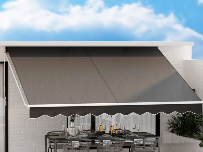 Instahut Retractable Folding Arm Awning Manual Sunshade 4Mx3M Grey