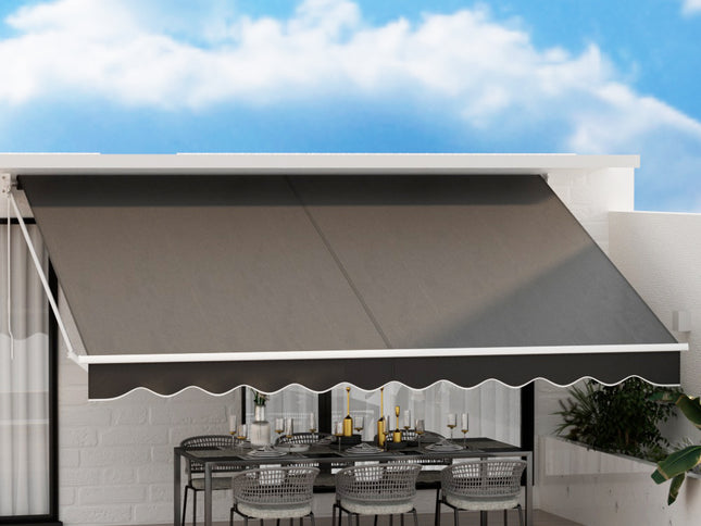 Instahut Retractable Folding Arm Awning Manual Sunshade 4.5Mx3M Grey