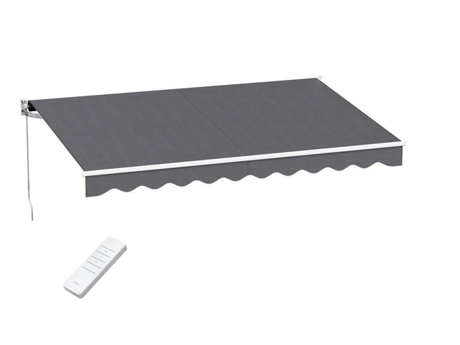 Instahut Retractable Folding Arm Awning Motorised Sunshade 3.5M X 2.5M Grey