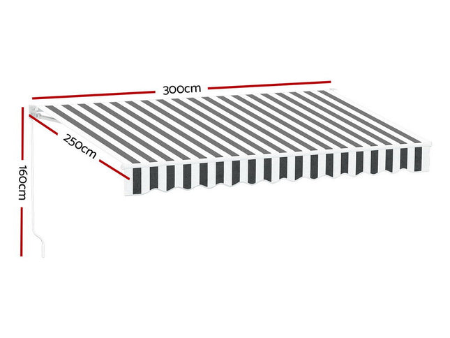 Instahut Retractable Folding Arm Awning Motorised Sunshade 4Mx3M Grey White