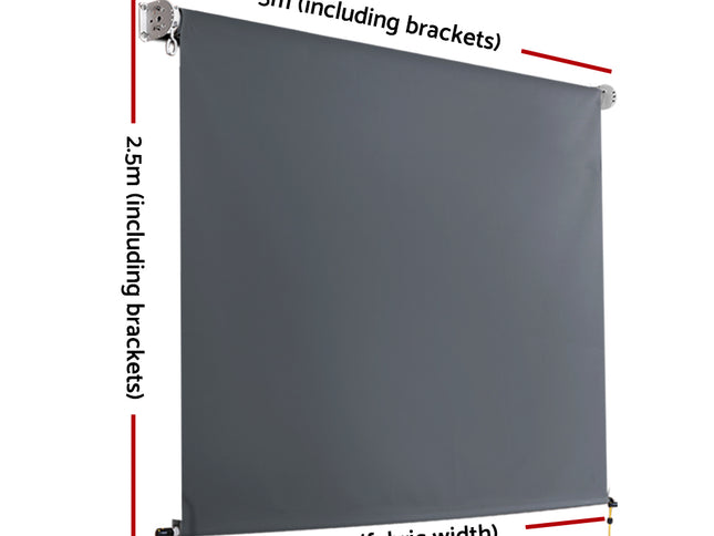 Instahut 3X2.5M Outdoor Blinds Awning Roll Down Canopy Retractable Outdoor Blinds Window Shade Grey