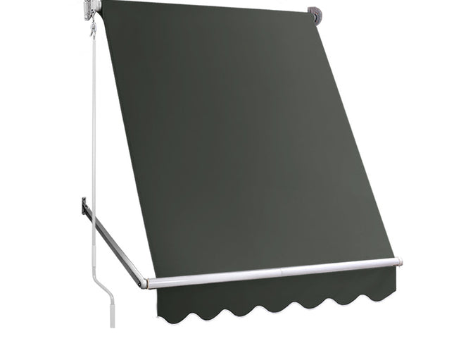 Instahut Window Fixed Pivot Arm Awning Outdoor Blinds Retractable Canopy1.5X2.1M