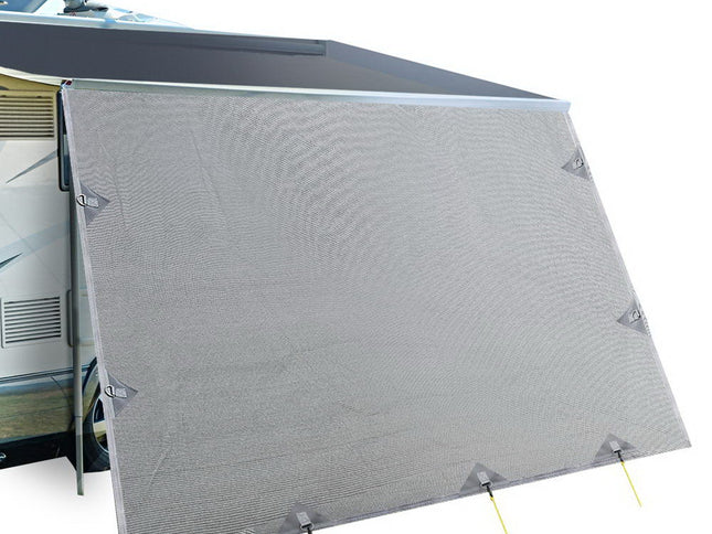 Caravan Privacy Screen Roll Out Awning 4.3X1.95M End Wall Side Sun Shade Grey