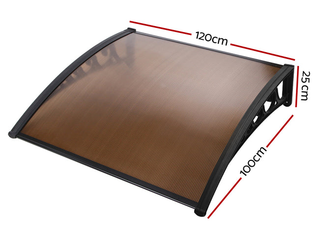 Instahut Window Door Awning 1mx1.2m Brown