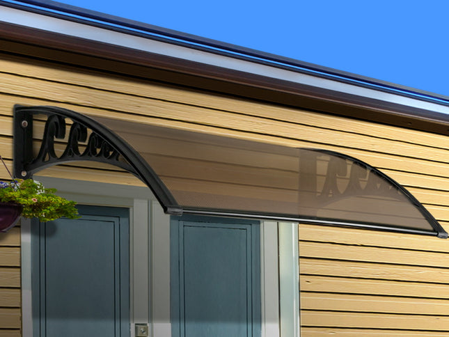 Instahut Window Door Awning 1mx1.2m Brown