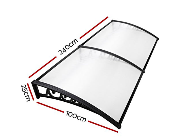 Instahut Window Door Awning 1mx2.4m Transparent