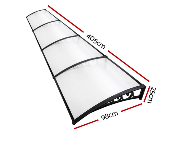 Instahut Window Door Awning 1mx4m Transparent