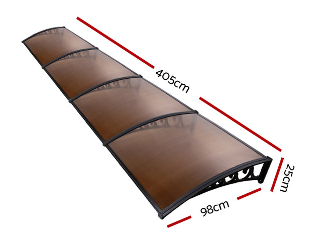 Instahut Window Door Awning 1mx4m Brown