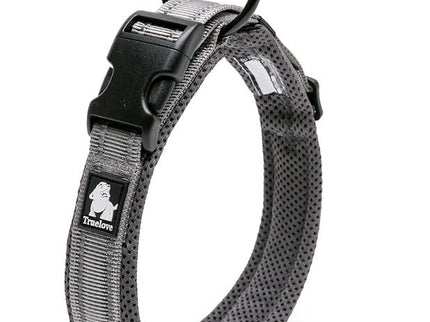True Love Heavy Duty Reflective Dog Collar - Grey, 2XS-1831155607827255296