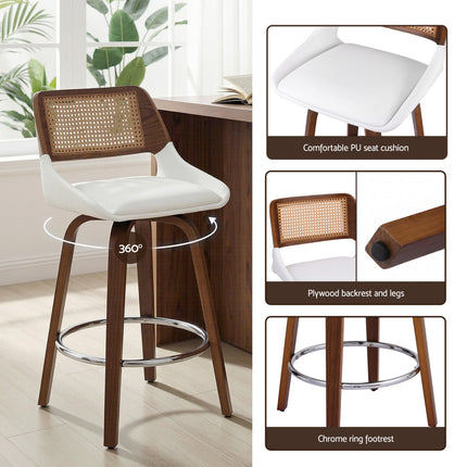 Artiss Wooden Bar Stools Set of 2 Swivel Kitchen Counter Stool Chair 60cm Seat Height
