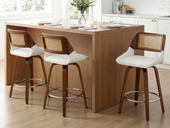 Artiss Wooden Bar Stools Set of 3 Swivel Kitchen Counter Stool Chair 60cm Seat Height