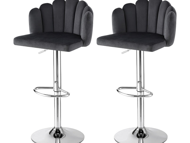 Artiss Bar Stool X2 Kitchen Dining Counter Gaslift Chair Adjustable Velvet Grey