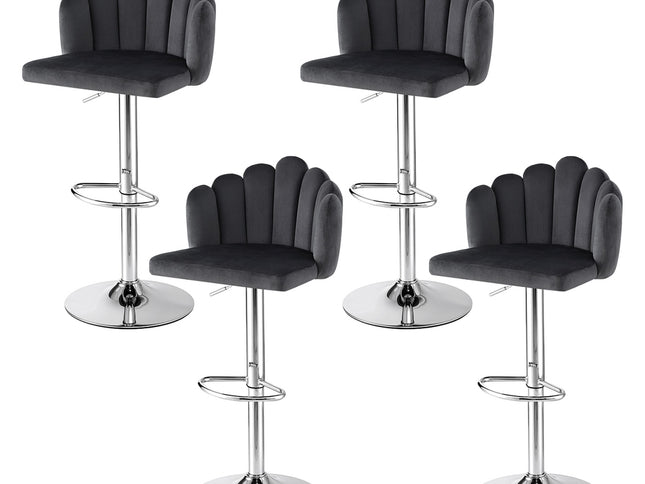 Artiss Bar Stool X4 Kitchen Dining Counter Gaslift Chair Adjustable Velvet Grey