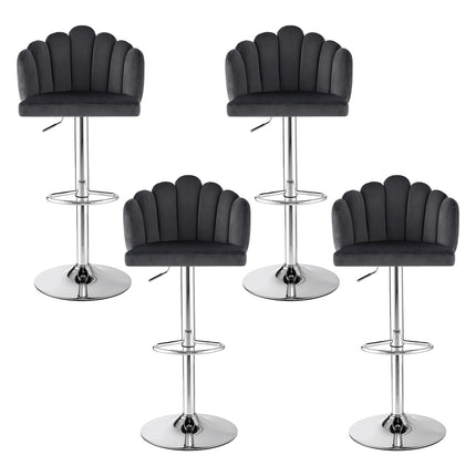 Artiss Bar Stool X4 Kitchen Dining Counter Gaslift Chair Adjustable Velvet Grey