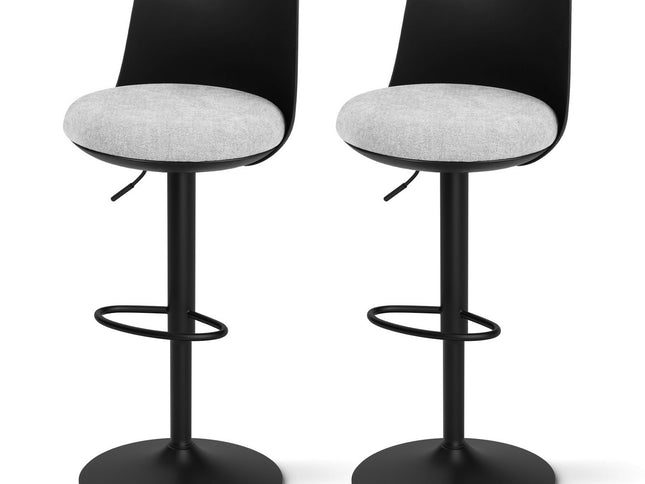 Artiss 2x Bar Stools Kitchen Swivel Gas Lift Counter Dining Chair Curved Black