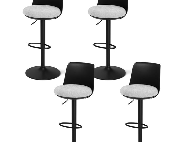 Artiss 4x Bar Stools Kitchen Swivel Gas Lift Counter Dining Chair Curved Black