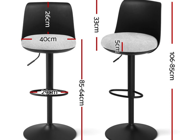 Artiss 4x Bar Stools Kitchen Swivel Gas Lift Counter Dining Chair Curved Black
